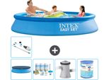 Piscina Gonfiabile Rotonda Intex Easy Set - 305 X 61 Cm - Blu - Include Copertura - Pacchetto Manutenzione - Pompa Filtro Per Piscina - Filtro - Aspirapolvere
