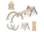Costway Triangolo Di Arrampicata 4 In 1 Con Scivolo, Arco Di Arrampicata, Incl. Rampa Bifacciale, Per Arrampicarsi, Scivolare E Oscillare Grey