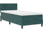 Vidaxl Led Letto A Molle Con Materasso Verde Scuro 90 X 190 Cm In Velluto