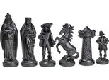 Figure Medievali Stilizzate Di Scacchi, Nero E Oro (Re 98 Mm)