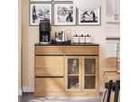 Sobuy FSB99-N Credenza Cassettiera Armadio Da Cucina Armadio Da Corridoio Armadio Laterale Credenza Bassa Armadio Tv Armadio Microonde Vintage Wd Ca. 112X89X40Cm