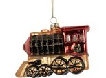 Clayre & Eef Tag Train Natalizio 10X5X6 Cm In Vetro Rosso