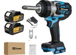 Avvitatore A Impulsi, Coppia Massima 2800 N-M, Regime Minimo 7600 Giri/Min, Motore Senza Spazzole, Scatola Di Cartone Con 2 Batterie