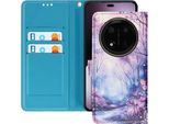 Avizar, Custodia Flip Per Honor Magic 7 Lite Stile Portafoglio, Blu/Rosa