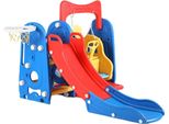 Altalena E Scivolo 3 In 1 Per Bambini - Set Da Gioco Per Interni Ed Esterni Con Scivolo, Altalena, Elemento Per Arrampicarsi E Canestro Da Basket - Per Bambini Da 1 A 7 Anni - Blu E Rosso
