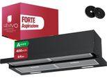 Levivo A+++ Cofano Piatto 90 Cm Ricircolo E Scarico Dell'aria Con 400 M³/H, Cofano Da Incasso Con 2 Filtri A Carboni Attivi, 4 Filtri Antigrasso, 2 Livelli, 2 Led