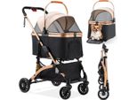 Passeggino E Borsa Da Trasporto Per Cani 2 In 1 - Pieghevole - Per Cani E Gatti Fino A 40 Kg - Per Tutti I Terreni - Marrone/Nero