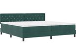 Vidaxl Led Letto A Molle Con Materasso Verde Scuro 200 X 200 Cm In Velluto
