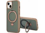 Custodia Iphone 14 Cover Protettiva Ring Stand Backcover Met Magsafe Plastic Brown Accezz