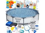 Piscina Da Giardino Con Telaio 366 X 76 Cm 16 In 1 Bestway 56416 + Macchina Per Le Bolle Gratis