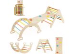 Costway Triangolo Di Arrampicata 4 In 1 Con Scivolo, Arco Di Arrampicata, Rampa Bifacciale, Per Arrampicarsi, Scivolare E Oscillare, Giochi Di Arrampicata Per Bambini 1+ Macaron