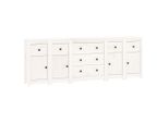 Syfax™ Credenza Bianca 230X35X80 Cm In Legno Massello Di Pino