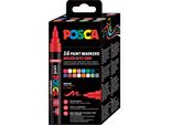 Posca Marcatore A Pigmenti PC-5BR Brush Astuccio Da 16 Pezzi Colori Assortiti