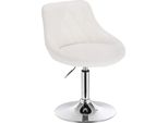 Sgabello Da Bar - Girevole Con Schienale - Regolabile In Altezza - Similcuoio - Struttura In Metallo - Altezza Seduta 42-58 Cm - Max. 100 Kg - Bianco