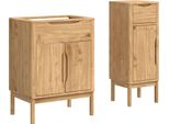Vidaxl Set Di Mobili Da Bagno Floro 2 Pezzi Marrone Cera Legno Massello Di Pino