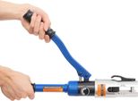 Pinze Per Pressatura Tubi - Pinze Idrauliche Manuali Per Pressatura - Forza Di Pressatura 10 T - Profili V/Th V12-28 E TH16-32 Mm - 9 Ganasce Per Pressatura - Impugnatura Curva - Acciaio/Alluminio - Blu Scuro