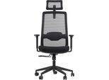 Sedia Girevole Ergonomica Da Ufficio Wister, Base In Nylon, Braccioli Regolabili, Poggiatesta E Supporto Lombare, Estensione Del Sedile, Nero