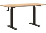 Vidaxl Scrivania Nera E Naturale 140 X 60 Cm In Legno Massiccio Di Quercia
