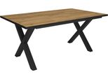 Tavolo Da Pranzo Happyment London - Rettangolare - Da 4 A 6 Persone - Aspetto Pregiato - Legno Massiccio - Gambe X-Pot Nero - 170X90X75Cm
