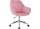 Sedia Da Lavoro Happyment Paulo - Rosa - Per Adulti - Con Rotelle - Velluto - Sedia Da Ufficio Ergonomica - Regolabile In Altezza - Con Braccioli