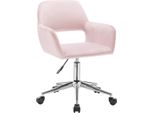 Sedia Da Ufficio Zita - Con Braccioli - Con Rotelle - Sedia Da Ufficio Ergonomica Per Adulti - Rosa - Altezza Regolabile - Velluto