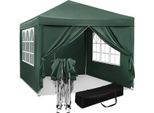 Tenda Per Feste - Verde - Facile Da Montare - Resistente Alle Intemperie - Idrorepellente - 3X3M