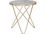 Tavolino Di Design In Marmo Bianco Con Struttura In Metallo Dorato ø55 Cm | Wohnling