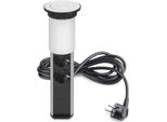 Emuca Multiconnettore Verticale Sollevabile 60 Mm Argento Taglia Unica / Spina Ue 220V Argento Taglia Unica