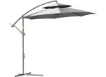 Outsunny Ombrellone 2,45 M A Sbalzo Con Base A Croce In Acciaio Per Esterni Grigio Chiaro