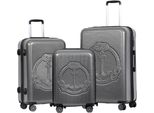 Biggdesign Ocean Set Valigia Rigida | Borsa Da Viaggio Con Ruote | Valigia Da Viaggio Con Chiusura A Combinazione | 4 Ruote Doppie | Girevole A 360 Gradi | Set Valigia 3 Pezzi Rigida | Leggera | Grigia