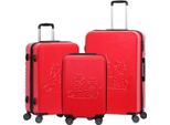 Biggdesign Cats Set Di Valigie A Guscio Duro | Borsa Da Viaggio Con Ruote | Valigia Con Chiusura A Combinazione | 4 Ruote Doppie | Girevole A 360 Gradi | Set Di Valigie A Guscio Duro Da 3 Pezzi | Leggero | Rosso