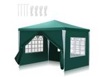 Izrielar Gazebo Impermeabile 3 X 3 M, Gazebo E Tende Da Giardino, Gazebo E Tende Per Feste Con 4 Lati Per Campeggio / Giardino / Matrimonio / Spiaggia, Verde