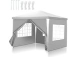 Izrielar Gazebo Impermeabile 3 X 3 M, Gazebo E Tende Per Feste Tenda Da Festa Con 4 Lati Per Campeggio / Giardino / Matrimonio / Spiaggia, Bianco