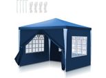 Izrielar Gazebo Impermeabile 3 X 3 M, Gazebo E Tende Da Festa Tenda Da Festa Con 4 Lati Per Campeggio / Giardino / Matrimonio / Spiaggia, Blu