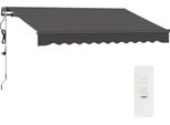 Outsunny Tenda A Pinza Con Manovella Tenda A Bracci Pieghevoli Regolabile Elettricamente In Altezza Tenda Da Sole Protezione Solare Uv 30+ Tenda Da Balcone Incl. Supporto A Parete Tenda Da Sole Larga 300 Cm Per Terrazza Balcone Grigio Scuro