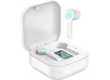 Moodix Auricolari Bluetooth, Display Lcd, Bianco - Senza Fili, Microfono, Smart Touch, Compatibile Con Android E Ios