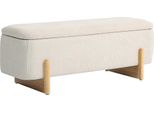 Homcom Panca Con Vano Portaoggetti, Panca Imbottita Con Aspetto Lino, Gambe In Legno, Panca Da Letto Con Cerniere Di Sicurezza Per Soggiorno, Camera Da Letto, Corridoio, 111 X 44 X 44,5 Cm, Crema