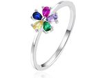 Anello In Argento Con Fiore Di Zirconi Colorati AGT-R32C - Circonferenza: 58 Mm.