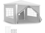 Jopassy Gazebo 3X3M Bianco Con Pareti Laterali Tenda Party Protezione Uv Per Giardino Esterno Campeggio