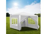 Tolletour Gazebo 3X3M Bianco Con Pareti Laterali Tenda Party Protezione Uv Per Giardino Esterno Campeggio