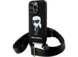 Custodia Karl Lagerfeld Per Iphone 15 Plus E 14 Plus - Ikonik Crossbody - Nero