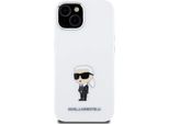 Custodia Karl Lagerfeld Per Iphone 15 Plus E 14 Plus - Perno In Metallo Ikonik - Bianco