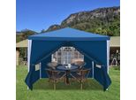 Hengda Gazebo 3X3M Blu Con Pareti Laterali Tenda Party Protezione Uv Per Giardino Esterno Campeggio