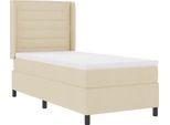 Letto A Molle Vidaxl Led Con Materasso Crema 90 X 190 Cm In Tessuto