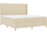 Vidaxl Letto A Molle Con Materasso Crema 140 X 200 Cm In Tessuto