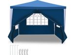 Aopunly Gazebo 3X3M Blu Con Pareti Laterali Tenda Per Feste Protezione Uv Per Giardino Esterno Campeggio