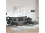 Vidaxl Divano Con Cuscini 3 Pezzi Tessuto Grigio Scuro