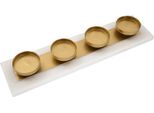 Mauro Ferretti Supporto Per Candele In Marmo E Metallo Dorato Per 4 Candeline (40X10X5 Cm)