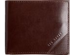 Ted Baker Pelle Portafoglio Prugs Leather Bifold Coin Wallet Brown Marrone Scuro