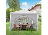 Hengda Gazebo 3X3M Bianco Con Pareti Laterali Tenda Party Protezione Uv Per Giardino Esterno Campeggio